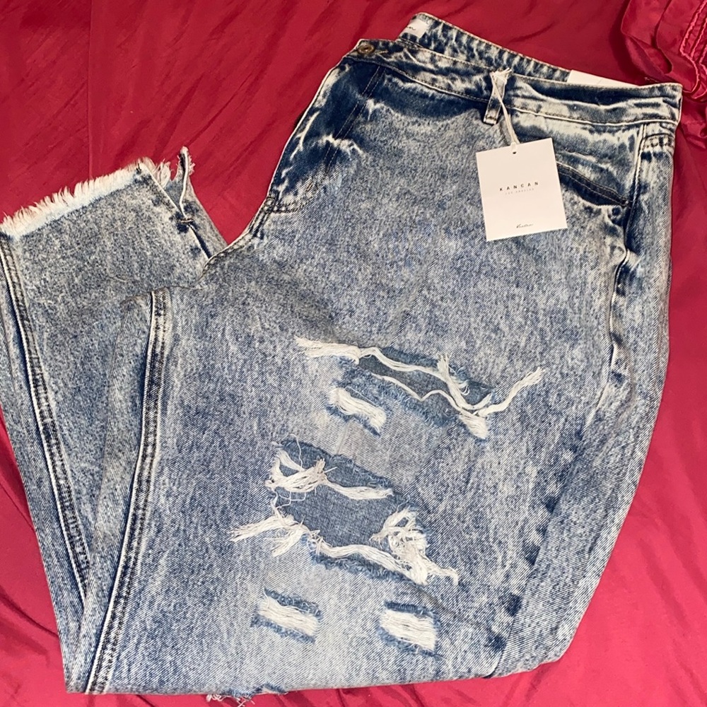 NEW KANCAN collie high rise mom jeans in medium wash sz 22